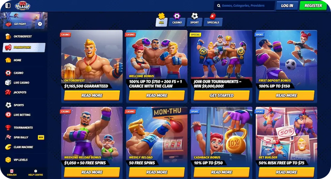 bigclash casino bonus all