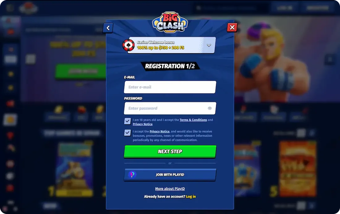 bigclash casino registration
